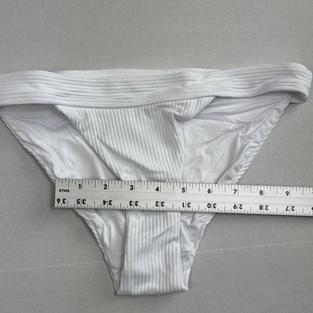 Andie Women's XS Banded Cheeky Rib Swim Bottom Bikini‎ White NWT